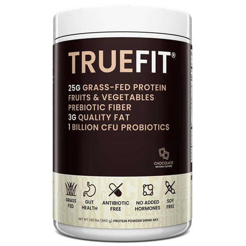 TrueFit High Fiber Protein Powder, Grass-Fed Whey Meal Replacement Shake with Prebiotics,