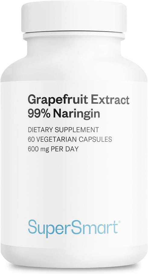 Supersmart Grapefruit Extract 600mg (99% Naringin) - High Potency GSE Supplement, 60 Vegetarian Capsules