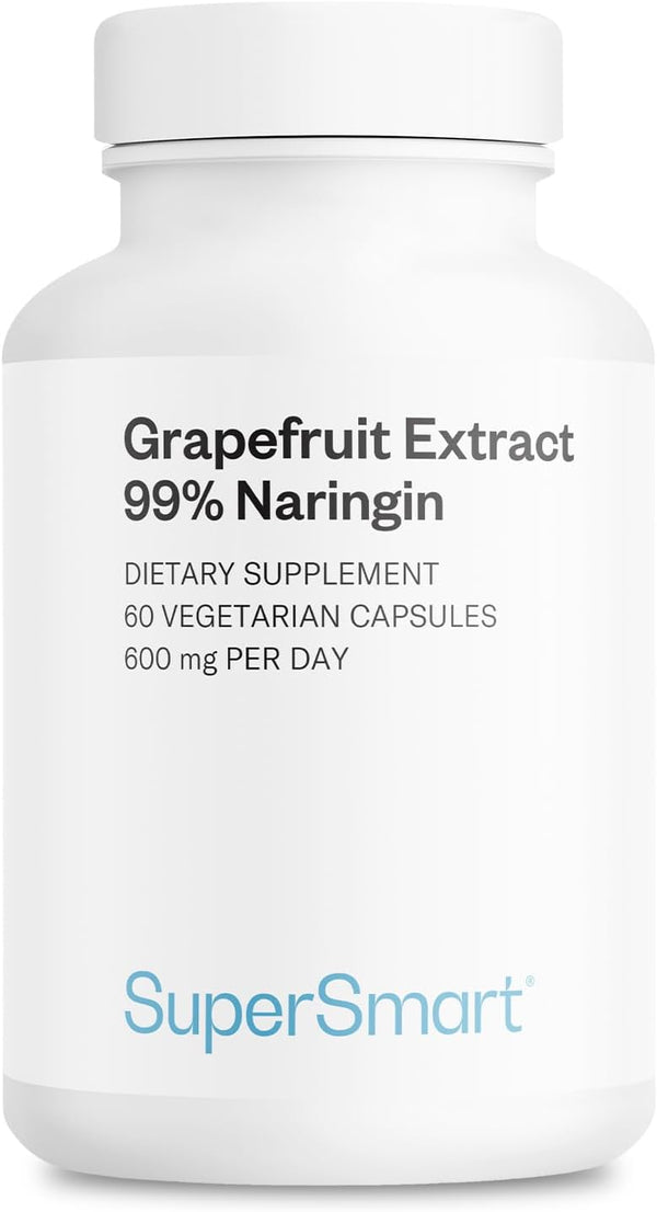 Supersmart Grapefruit Extract 600mg (99% Naringin) - High Potency GSE Supplement, 60 Vegetarian Capsules