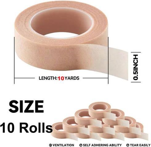 JofulyAdor Supplies,10 Size:0.5in 10 Flexible Skin Paper Tape Non Woven Breathable, Nose Tape Self Adhesive for Wound