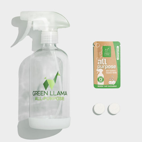 Eco-Friendly All-Purpose Lemongrass Cleaning Spray - 16oz Reusable Glass Bottle & Refill Tablet, Biodegradable