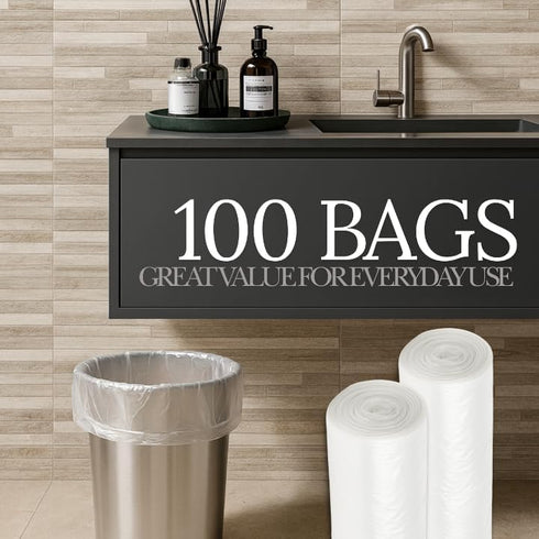 TRASHIFY 4 100 Count 15L Small Trash Bags Gallon, Clear Garbage Bags, Extra Strong & Leak-Proof, Unscented Small Trash