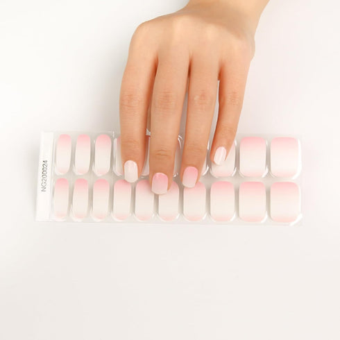 Semi Cured Gel Nail Strips - 20pcs Gel Nail Polish Stickers, Pink Full Wrap Gel Nail Art Stickers with Nail File &