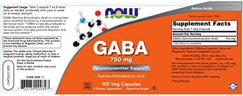 Now Foods GABA 750mg - 100 Vcaps