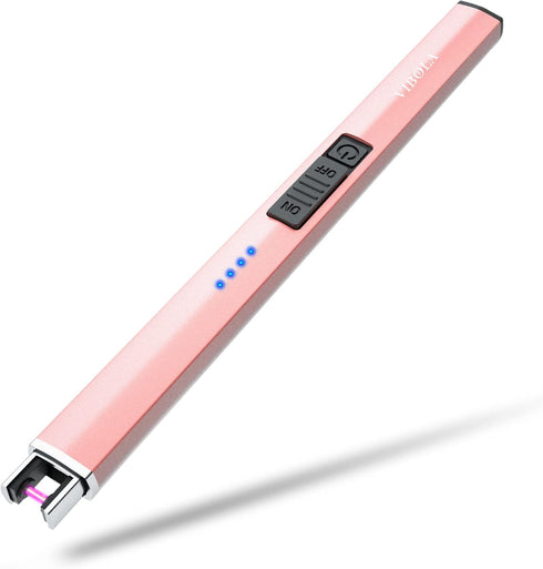 Rechargeable Electric Candle Lighter, Arc Plasma Flameless Windproof USB Lighter with Multi-Safety Protection (Rose