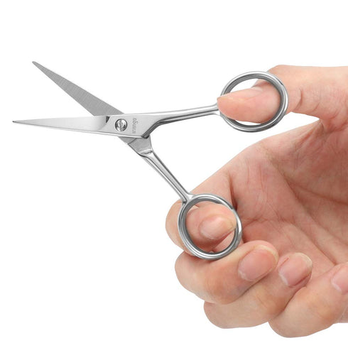 LIVINGO 4.5 inches Professional Beard & Mustache Scissors for Men, Stainless Steel Trimming Shears Kit with Comb & Case