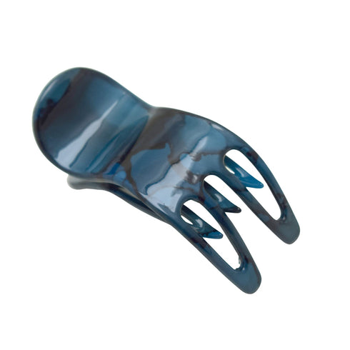 Parcelona French Bear Paw Medium 3” Celluloid Acetate Non Slip Jaw Yoga Hair Accessories for Fine Hair (Pickled Blue)