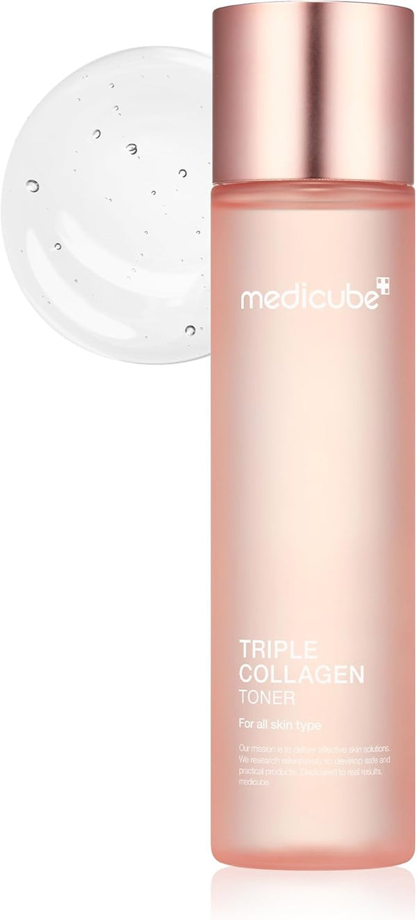 Medicube Triple Collagen Toner - Hydrolyzed, Atelo, & Soluble Collagen for Deep Hydration & Plump Skin, Korean Skincare