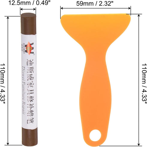 Wax Filler Stick, 3pcs Wooden Repair Wood Wax Fill Sticks with Spatula Crayon Markers Furniture Touch Up Kit for Remover Scratches Scuffs on Furniture Floor, Walnut Brown