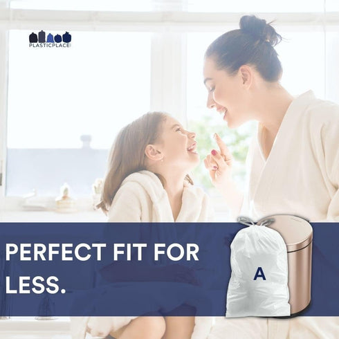 Plasticplace Trash Bags | Code A Compatible (200 Count) | White Drawstring Garbage Liners 1.2 Gallon / 4.5 Liter