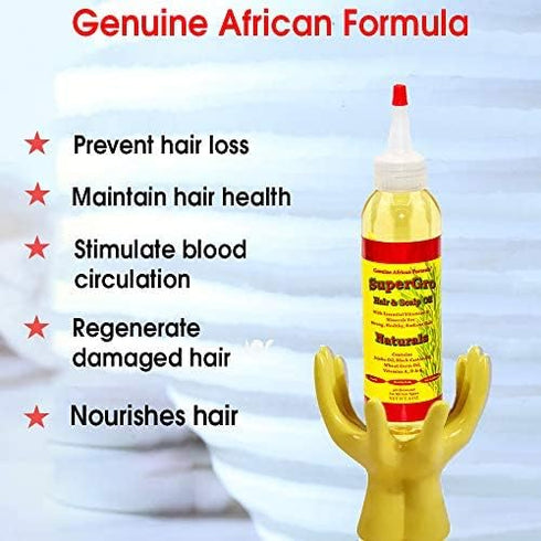 SuperGrow Hair & Scalp Oil, 4oz Nourishing Lightweight Oil Blend for Moisturizing & Shining Dry Scalp