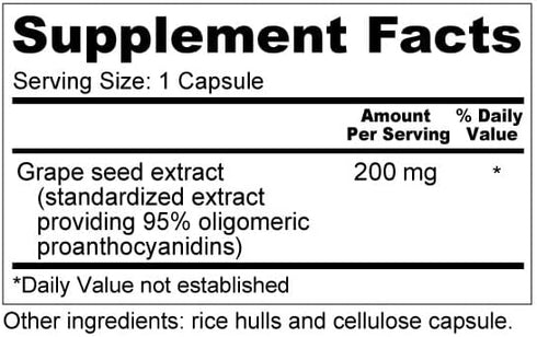 Wellness Resources Grape Seed Extract Supplement - 95% OPC, Supports Collagen Integrity and Immunity, 100 Capsules