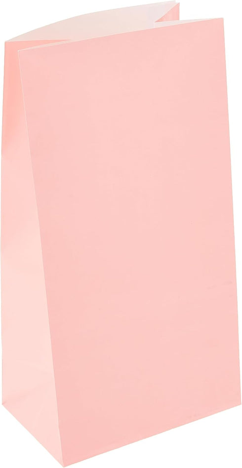 Vibrant Pastel Pink Paper Party Bags (Pack of 12) - Premium Quality for Celebrations & Gifts