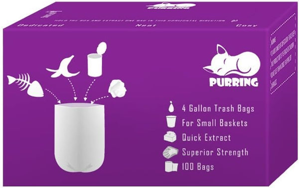 PURRING Small Garbage Bags with Quick-Dispense, 4 Gallon Trash Can Liners with Cute