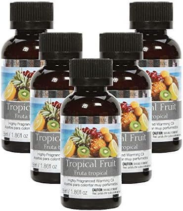 Hosley Tropical Fruit Highly Scented Fragrance Warming Oils, Box of 5, 55 ml 1.86oz ea. Ideal Gift for Weddings, spa, Reiki, Meditation, Bathroom Settings W1
