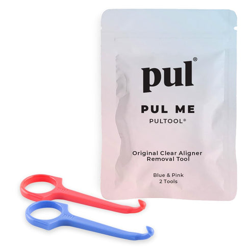 PUL Clear Aligner Removal Tool for Invisalign & Removable Braces, Hygienic and Durable, by The Pultool (Pink + Blue)