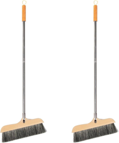 DOITOOL Outdoor Broom for Floor Cleaning, 2PCS 35 Inch House Brooms for Sweeping Indoor Soft Bristle Broom (Black)