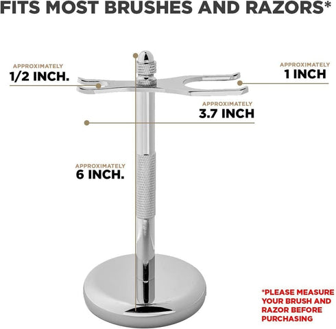 Perfecto Deluxe Chrome Razor and Brush Stand, The Best Safety Razor Stand, Prolongs Life of Shaving Brush, Metal