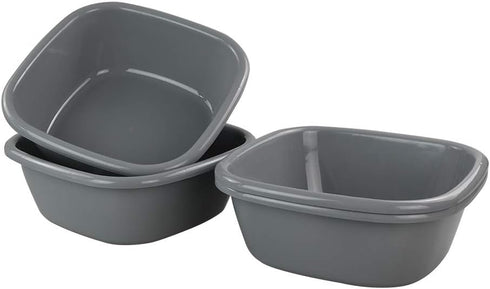 Idomy 4-Pack 8 Idotry Baby Small Wash Basin, Gray Plastic Square Dish Pan, Quart