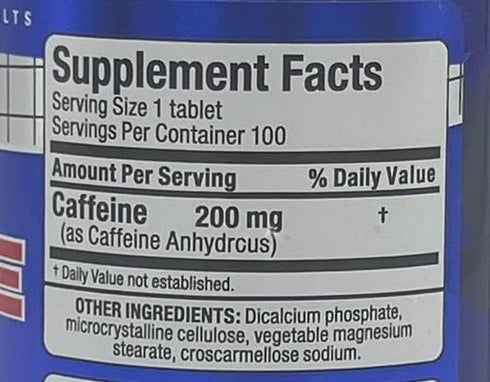 ALLMAX Nutrition Caffeine Pills - 200 mg, 100 Tablets for Sustained Energy & Pre-Workout Mental Focus, Fast Absorbing &