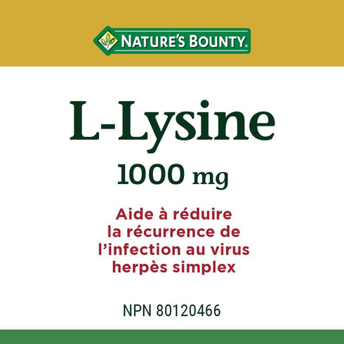 L-Lysine - 1000 mg, 60 Tablets by Nature's Bounty