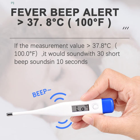 Berrcom Digital Thermometer for Adults and Kids, Oral, Rectal, Underarm, Fever Alarm, C/F Switchable
