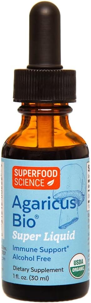 Agaricus Bio Super Liquid, Organic Blazei Mushroom Extract Tincture, Fruiting Body Beta-Glucan