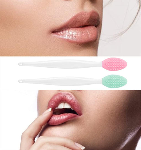 Lip Scrub Brush Silicone Facial Cleansing Brush - 2PCS Lip Exfoliator, 2PCS Face Scrubber, Blackhead Remover