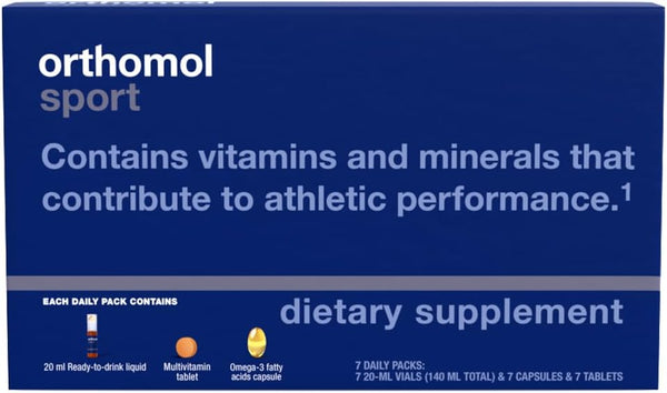 Orthomol Sport Premium Sports Nutrition Supplement, 7-Day Supply with Vitamins A, B, C, D, E, Zinc, Iodine, Coenzyme