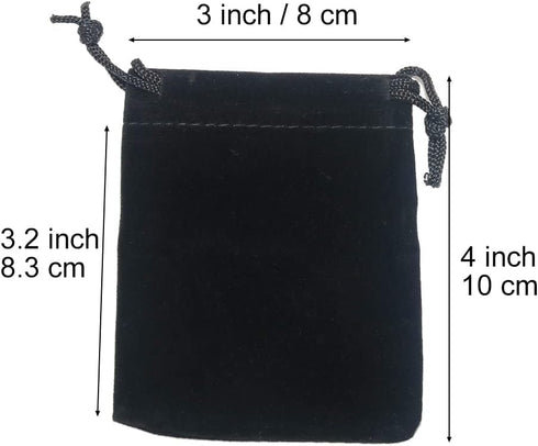 HRX Package Little Velvet Drawstring Pouches, 20pcs Black Velvet Bags for Jewelry Small Gift (3x4 inches)