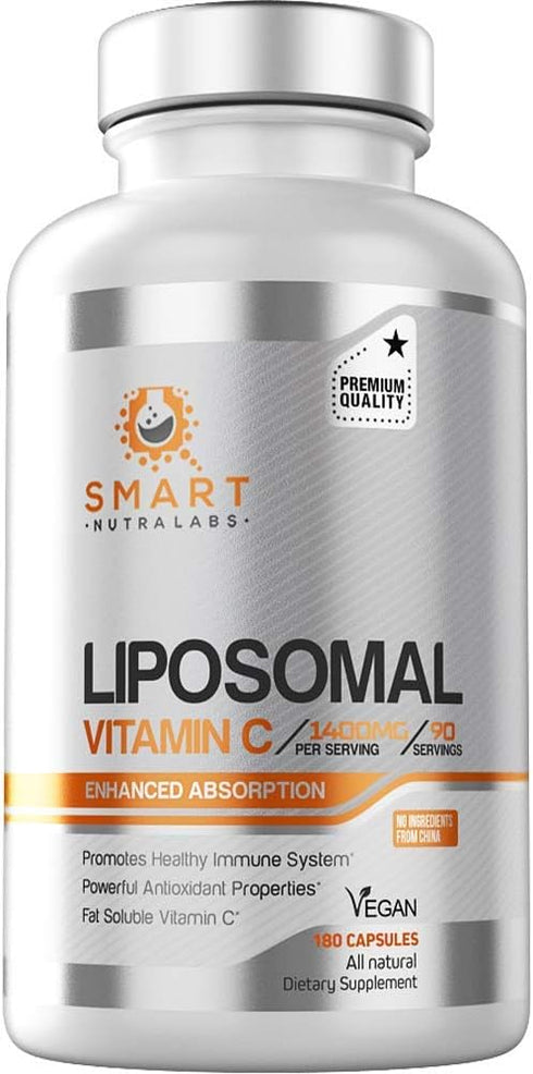 Liposomal Vitamin C 1400mg, 180 Vegan Capsules, Fat Soluble High Absorption VIT C for Immune System Support