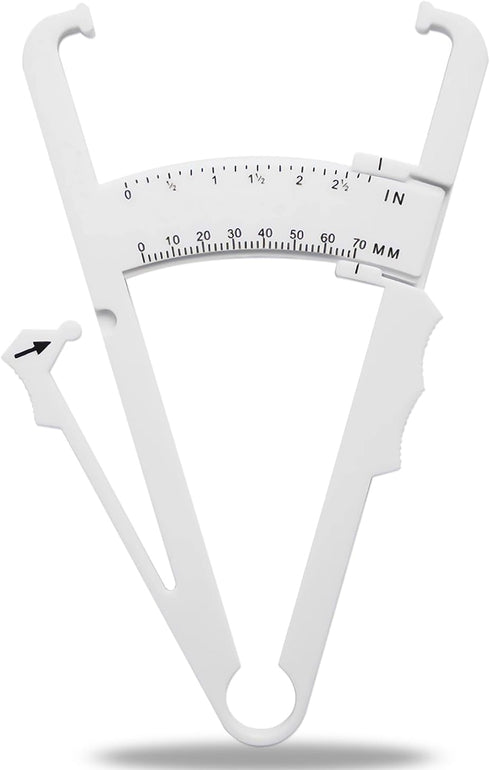 Body Fat Caliper with Measure Chart for Accurately Measuring Body Fat (White)
