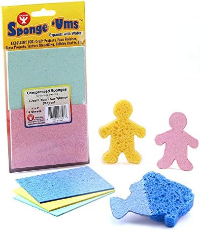 Hygloss Products Ums, Compressed Sponges for Crafts, 3 x 4-Inch Sheets, 6 Pcs, (17346) by Hygloss