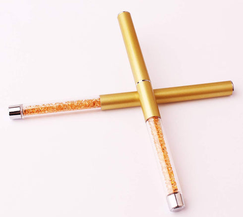 WOKOTO Nail Art Flat Painting Pens, Acrylic Nail Brush for Nail Art Extension, Rhinestones Handle, UV Gel Salon Tool