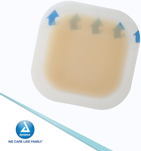 Dynarex DynaDerm Hydrocolloid Dressings, Sterile Moist Bandages, 4" x 4", 1 Box of 10, Thin & Latex-Free