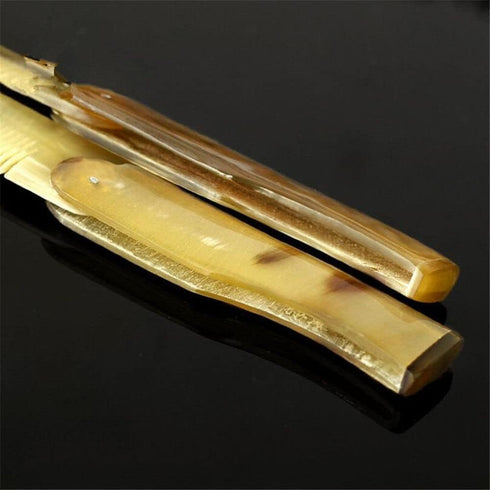 2Pcs Brown Yak Horn Comb, Foldable Portable Hairdressing Tool for Moustache Beard Styling, Hair Care