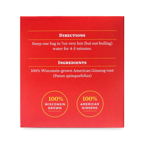 Baumann Premium American Ginseng Tea Bags (20 Bags) - Authentic Panax Wisconsin Grown Herbal Tea for Enhanced Focus &