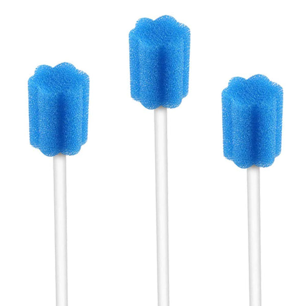 Wellgler's Disposable Oral Swabs - Sterile Sponge Mouth Swabs, Individually Wrapped (50pcs, Blue)