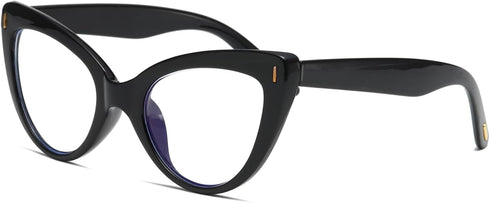 Viseng Womens Oversized Cateye Reading Glasses, Stylish Blue Light Computer Glasses (Black +3.0)