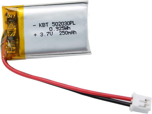 KBT 3.7V 250mAh Li-Polymer Battery: 502030 Lipo Rechargeable Lithium-ion with PH2.0 2Pin JST Connector