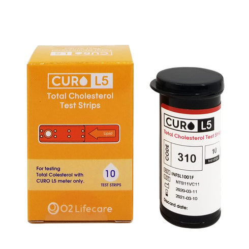 CURO L5 Blood Cholesterol Test Strips, Includes 10 Total Cholesterol Test Strips (Device NOT Included)