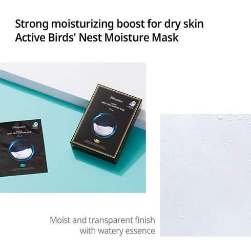 JMsolution Active Birds' Nest Moisture Mask, Korean Skincare Facial Mask, Collagen 10 Sheets