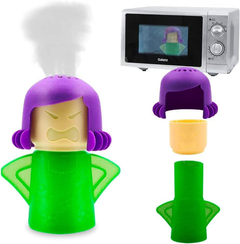 Abnaok 2PCS Angry Mom Microwave Cleaner and Chilly Mama Fridge Deodoriser, Clean in Minutes with English Manual