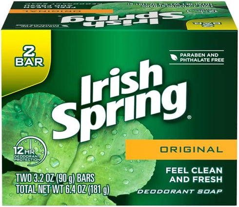 Irish Spring Original Scent Bar Soap, 3.2 oz, Pack of 2