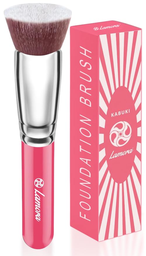 LAMORA Foundation Brush for Liquid Makeup - Kabuki Face Brush for Cream, Powder, Blush, Concealer