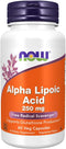 NOW Supplements Alpha Lipoic Acid 250 mg, Supports Glutathione Production*, 60 Veg Capsules