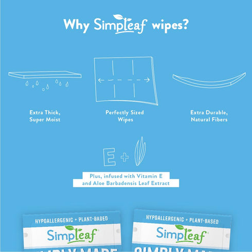Pack (30 2 Pack 60 Counts Simpleaf Flushable Unscented Single Wet Wipes | Paraben & Alcohol Free | Hypoallergenic