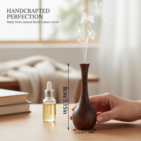 Havunori 2 PCS Black Walnut Wood Essential Oil Diffuser - Wooden Fragrance Diffuser Long-necked Vases,Long-lasting