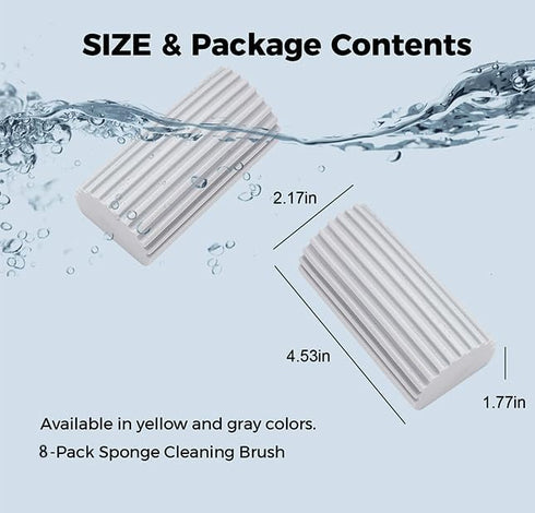 8-Pack Damp Clean Duster Sponge, Cleaning Brush for Blinds, Glass, Baseboards, Vents, and Faucets