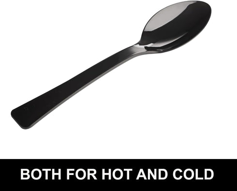 Disposable Plastic Spoons, 9 Inch, 20 Count, Heavy Duty Bulk Serving Utensils Set, Food Safe, BPA Free, Black